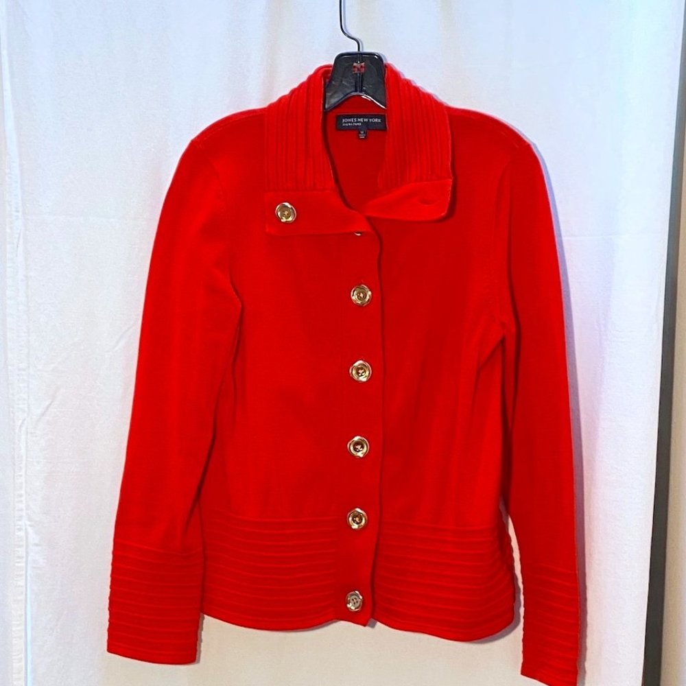 Jones New York gold button cardigan jacket